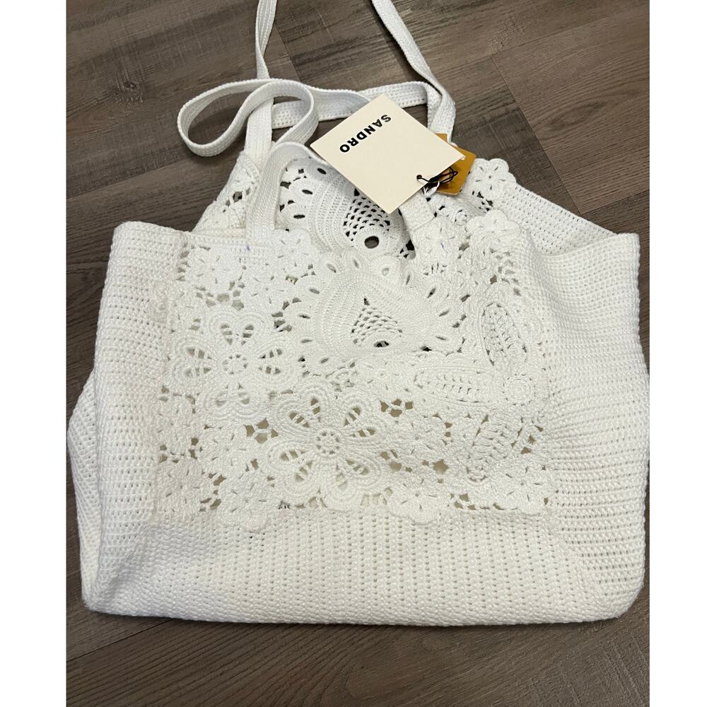 NWT Sandro White Crochet Tote / Shoulder Bag - Picture 4 of 11